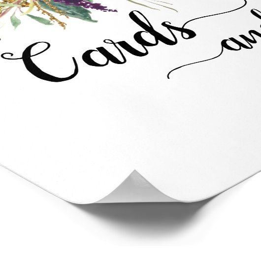 紫のアメジストフローラカードとギフトサイン ポスター (角)