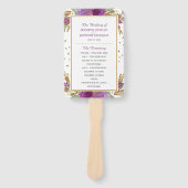 紫のアメジスト四角形金ゴールドグリッターフレーム ハンドファン (正面)