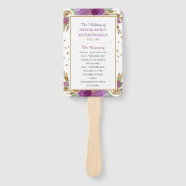 紫のアメジスト四角形金ゴールドグリッターフレーム ハンドファン