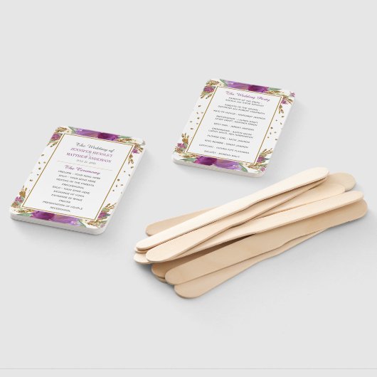 紫のアメジスト四角形金ゴールドグリッターフレーム ハンドファン (組立なし)