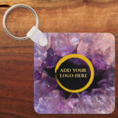 紫のアメジスト宝石の追加ロゴプロフェッショナル キーホルダー (正面)