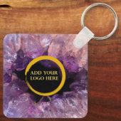 紫のアメジスト宝石の追加ロゴプロフェッショナル キーホルダー (裏面)