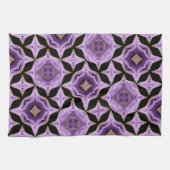 紫のアメジスト金ゴールドと黒の抽象芸術 キッチンタオル (横)