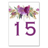 紫のアメジスト金ゴールドグリッターフローラテーブルカード#2 テーブルナンバー (裏面)