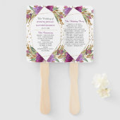 紫のアメジスト金ゴールドグリッター幾何学模様 ハンドファン (正面&裏面)