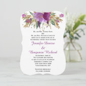 紫のアメジスト金ゴールド水彩フラワーウエディング 招待状 (スタンド正面)