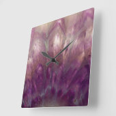 紫のアメジスト スクエア壁時計 (傾斜)