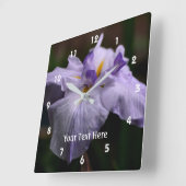 紫のアヤ日本のメの花 スクエア壁時計 (傾斜)