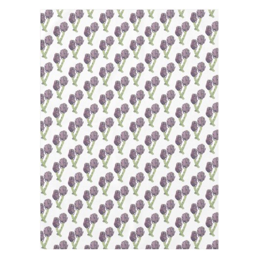 紫のアーティチョークステーブルクロス テーブルクロス (正面)