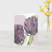 紫のアーティチョークスノートカード カード (黄色い花)