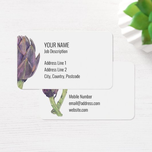 紫のアーティチョークプロファイルカード (デスク)