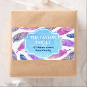 紫のアート水彩羽の住所 ラベル (インサイチュ)