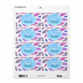 紫のアート水彩羽の住所 ラベル (フルシート)