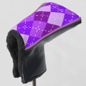 紫のアーリーグルと白のステッチパーソナライズされた ゴルフヘッドカバー (3/4 正面)