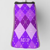 紫のアーリーグルと白のステッチパーソナライズされた ゴルフヘッドカバー (回転90)