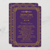 紫のアールデコ結婚式 プログラム (正面/裏面)