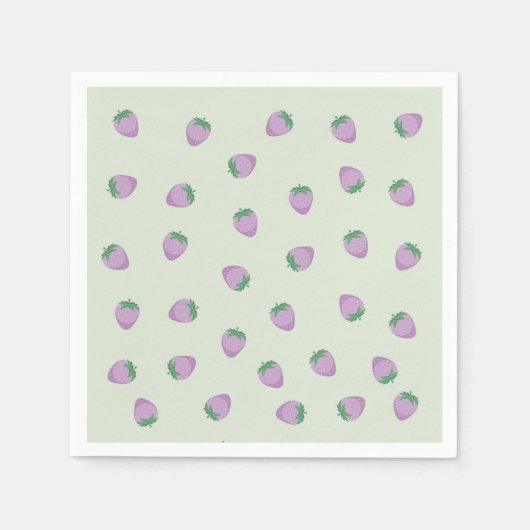 紫のイチゴ模様 スタンダードカクテルナプキン (正面)