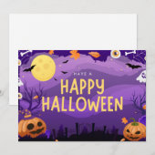 紫のイラスト ハッピー ハロウィン シーズンカード (正面/裏面)