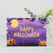 紫のイラスト ハッピー ハロウィン シーズンカード (スタンド正面)