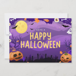 紫のイラスト ハッピー ハロウィン シーズンカード