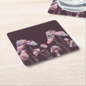 紫のインキキノコ スクエアペーパーコースター (アングル)