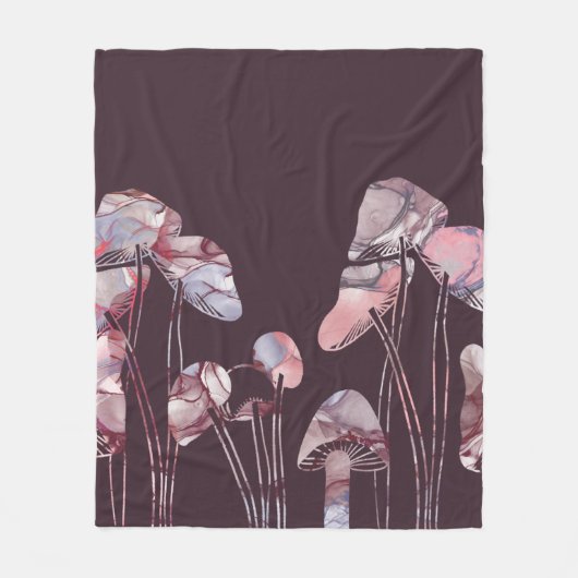 紫のインキキノコ フリースブランケット (正面)