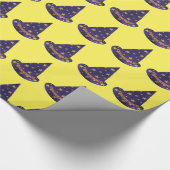 紫のウィザード帽子ハロウィーンの黄色い星 ラッピングペーパー (角)