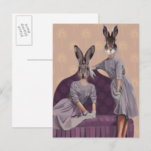 紫のウサギ ポストカード (正面/裏面)
