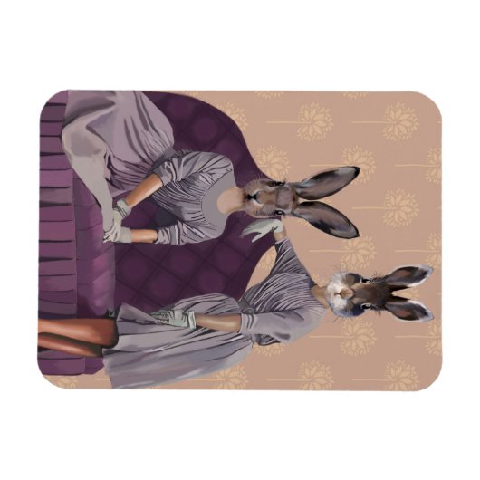 紫のウサギ マグネット (横)