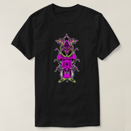 紫のエイリアンリスがスリッパを点滅 Tシャツ (デザイン正面)
