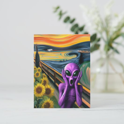 紫のエイリアン叫び ポストカード (スタンド正面)