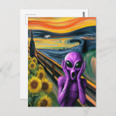 紫のエイリアン叫び ポストカード (正面/裏面)