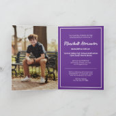 紫のエギー抽象芸術破れた写真卒業 招待状 (内部)