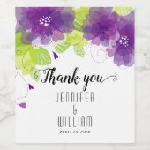 紫のエテリアの花の書道結婚の ワインラベル (シングルラベル)