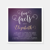 紫のエレガントおもしろいファクト白いスクリプト スタンダードカクテルナプキン (正面)