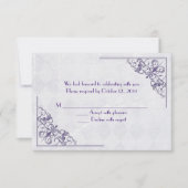 紫のエレガントなコーナーデザイン　出欠連絡お願いします 招待状 (正面)