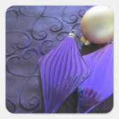 紫のエレガントクリスマスの装飾 スクエアシール (正面)