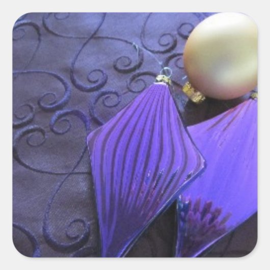 紫のエレガントクリスマスの装飾 スクエアシール (正面)