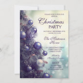 紫のエレガントクリスマスツリーのクリスマスパーティー 招待状 (正面)