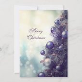 紫のエレガントクリスマスツリーのクリスマスパーティー 招待状 (裏面)