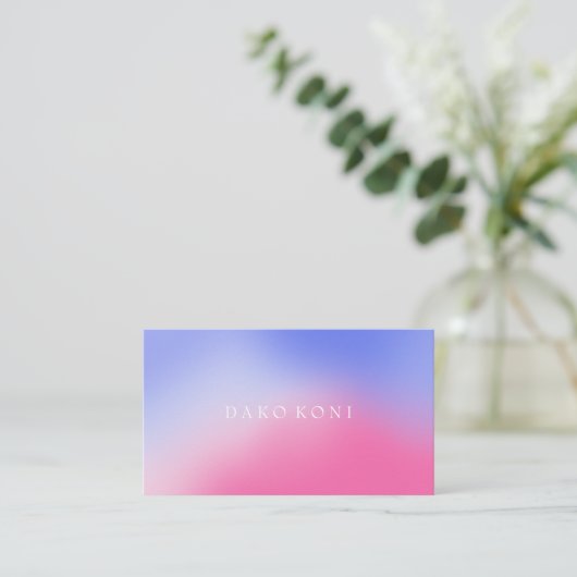 紫のエレガントグラデーションの名刺をピンク色にする 名刺 (スタンド正面)