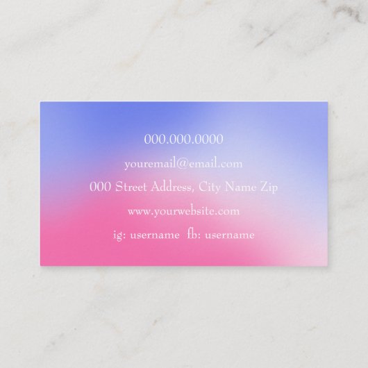 紫のエレガントグラデーションの名刺をピンク色にする 名刺 (裏面)