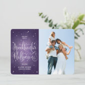 紫のエレガントスクリプトハロウィーンフォトカード カード (スタンド正面)