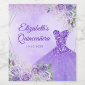 紫のエレガントスノーフレーククリスマスキンセニェラ ワインラベル (シングルラベル)