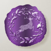 紫のエレガントトイスタイリッシュナカイのクリスマス ラウンドクッション (裏面)