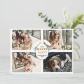 紫のエレガントハッピーイースター耳エッグ家族の写真 シーズンカード (スタンド正面)