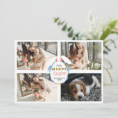 紫のエレガントハッピーイースター耳エッグ家族の写真 シーズンカード (スタンド正面)