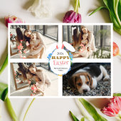 紫のエレガントハッピーイースター耳エッグ家族の写真 シーズンカード