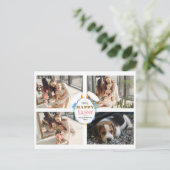 紫のエレガントハッピーイースター耳エッグ家族の写真 シーズンポストカード (スタンド正面)