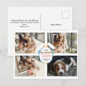 紫のエレガントハッピーイースター耳エッグ家族の写真 シーズンポストカード (正面/裏面)